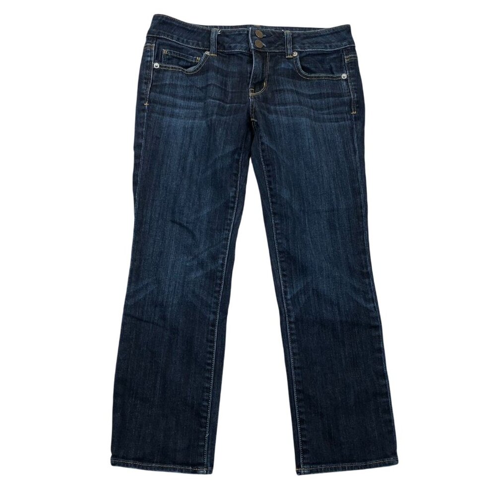 American Eagle Womens Jeans Size 4 Artist Crop Straight Leg Stretch Blue Denim